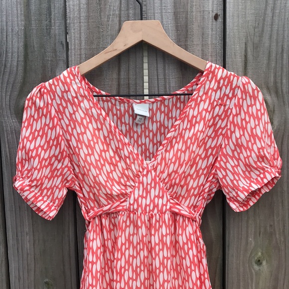 Merona Dress- Orange/Cream Short Sleeve Dress -XS - Picture 3 of 5